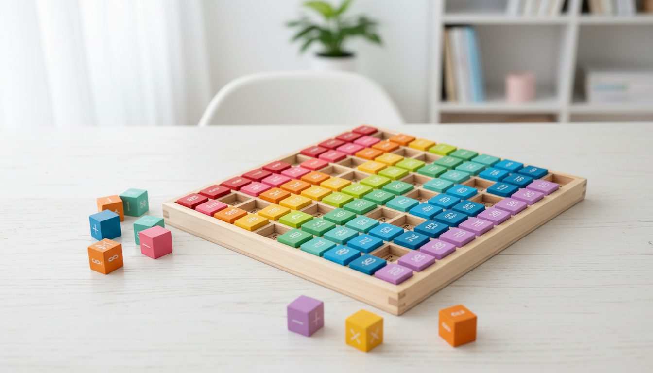Wooden Multiplication Board for Kids: 10-Min Daily Practice
